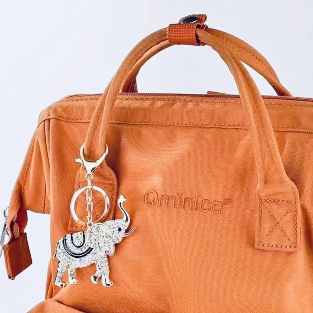 Elegant Gold Tone Elephant Keychain